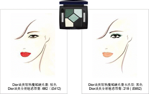Dior迪奥幽蓝魅惑五色眼影设计师系列208 “海蓝色”，最合适营造魅惑深邃的双眸。